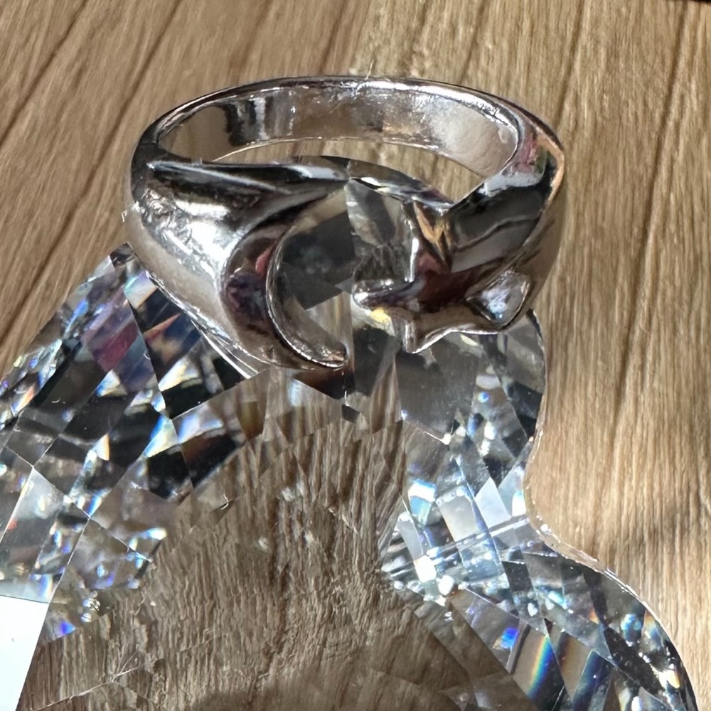 VTG Sterling Celestial Silver Crescent Moon and Star Ring - Picture 2 of 11
